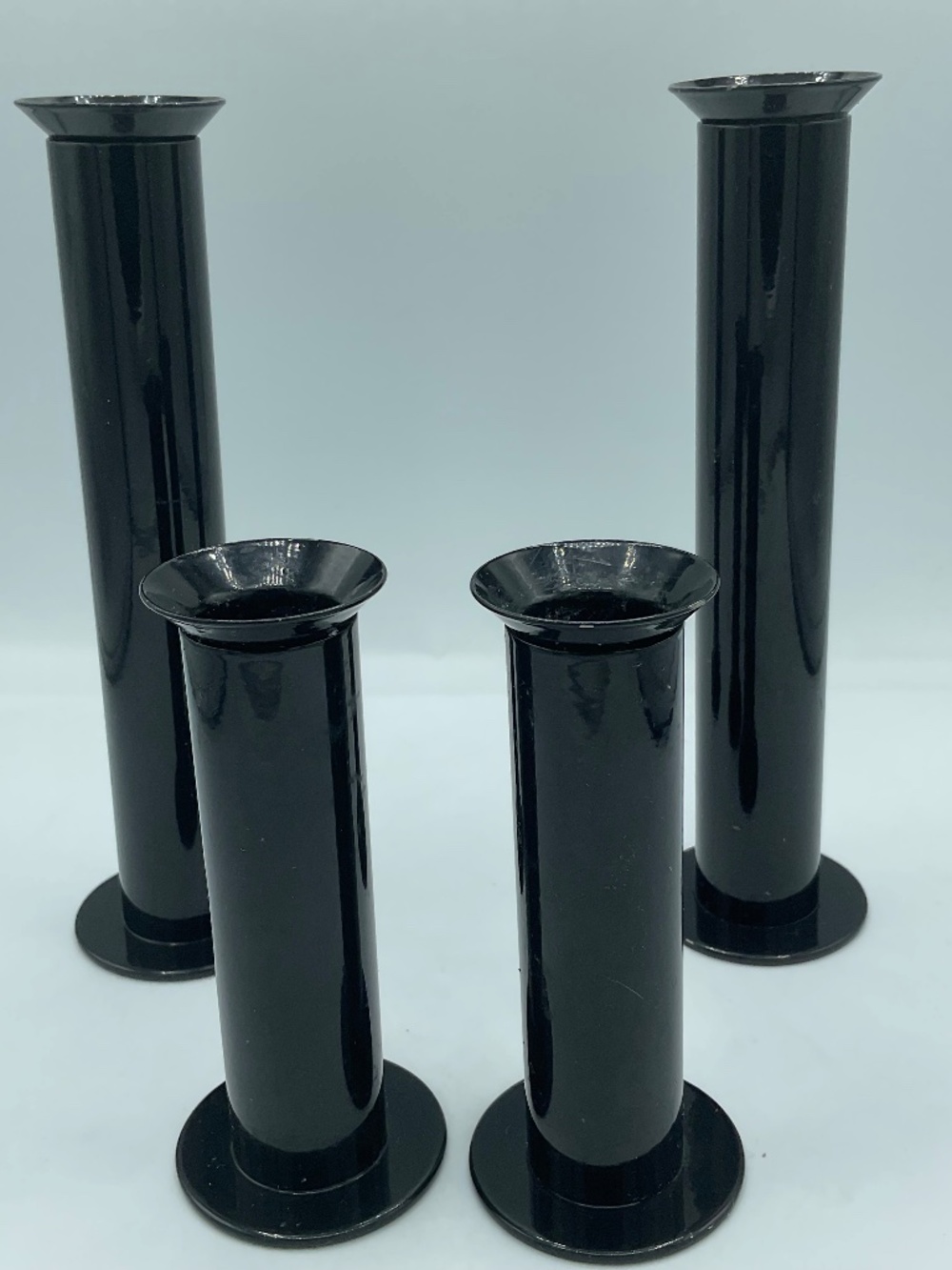 Black Metal candlesticks postmodern IKEA 1980s Memphis Style Set of 4